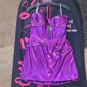 Sherri Hill Purple Strapless Dress